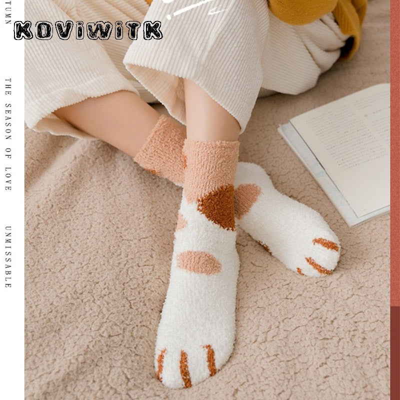 COZY CAT PAW PRINT SOCKS FOR WOMEN